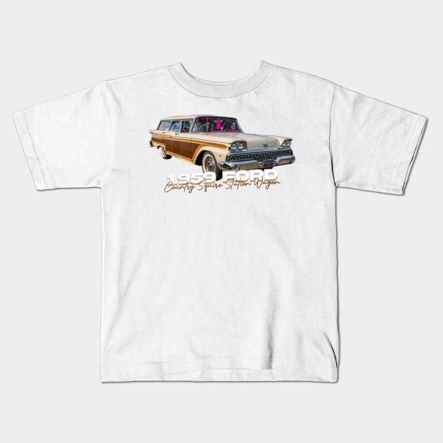 1959 Ford Country Squire Station Wagon Kids T-Shirt by Gestalt Imagery